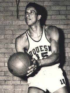 Courtesy of the Athletic Department Chuck Cooper scored a then-school record 990 points in four years at Duquesne. He became the first black player taken in the NBA draft in 1950 when the Celtics took him in the second round.