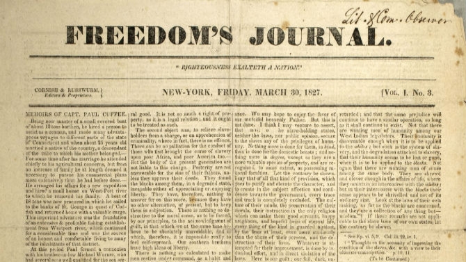 Freedom’s Journal, March 30, 1827