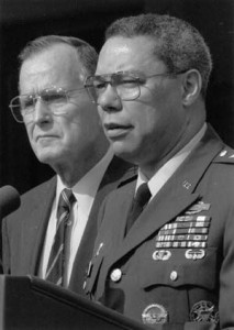 President George H.W. Bush and Chairman of the Joint Chiefs of Staff Colin Powell