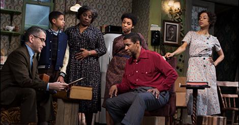 David Cromer as Karl Lindner, Bryce Clyde Jenkins as Travis Younger, LaTanya Richardson Jackson as Lena Younger, Anika Noni Rose as Beneatha Younger, Denzel Washington as Walter Younger and Sophie Okonedo as Ruth Younger in A Raisin in the Sun