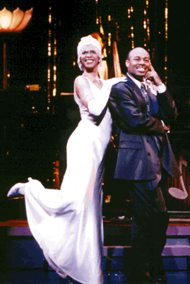 Terry Burrell and Eugene Fleming in Swinging on a Star, a new musical, opened on Broadway on October 22, 1995. The show, a musical celebration of Academy Award-winning lyricist Johnny Burke
